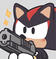 a chibi drawing of Shadow the Hedgehog holding a gun to the left of the canvas